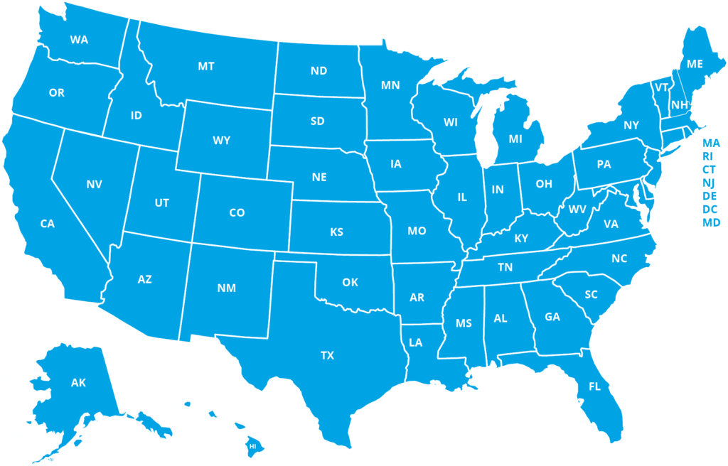 US map highlighting that Homebridge is licensed in every state.